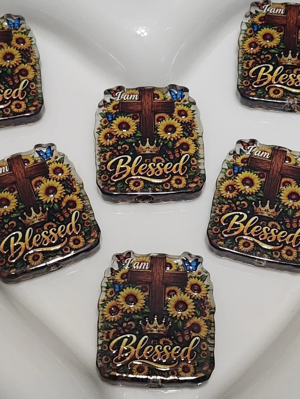Blessed Cross Sunflowers Beads 2 Pcs Focal Beads Beaded Pen Jewelry‎ MakingThis